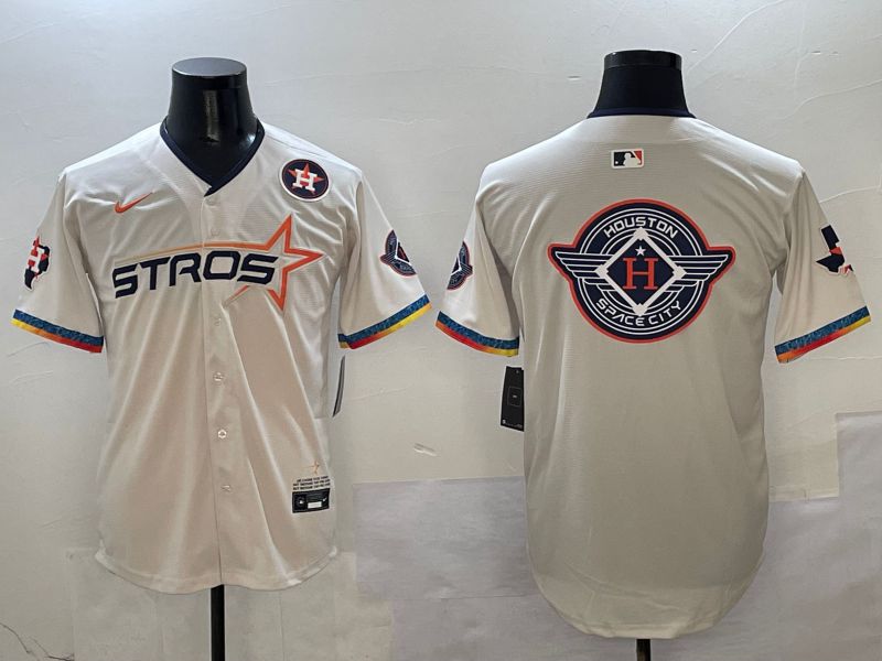 Men Houston Astros Blank Cream Fourth generation Joint Name 2025 Nike MLB Jersey style 41416->houston astros->MLB Jersey